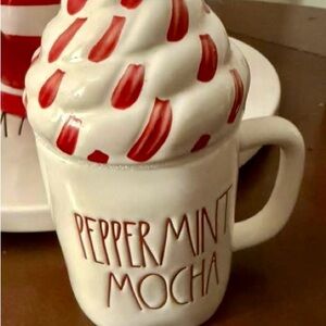 Rae Dunn Peppermint Mocha Mug - Red and White